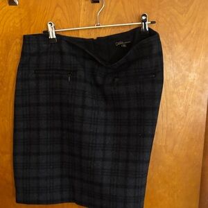 Dalia Dark Gray Wool Plaid Pencil Skirt
